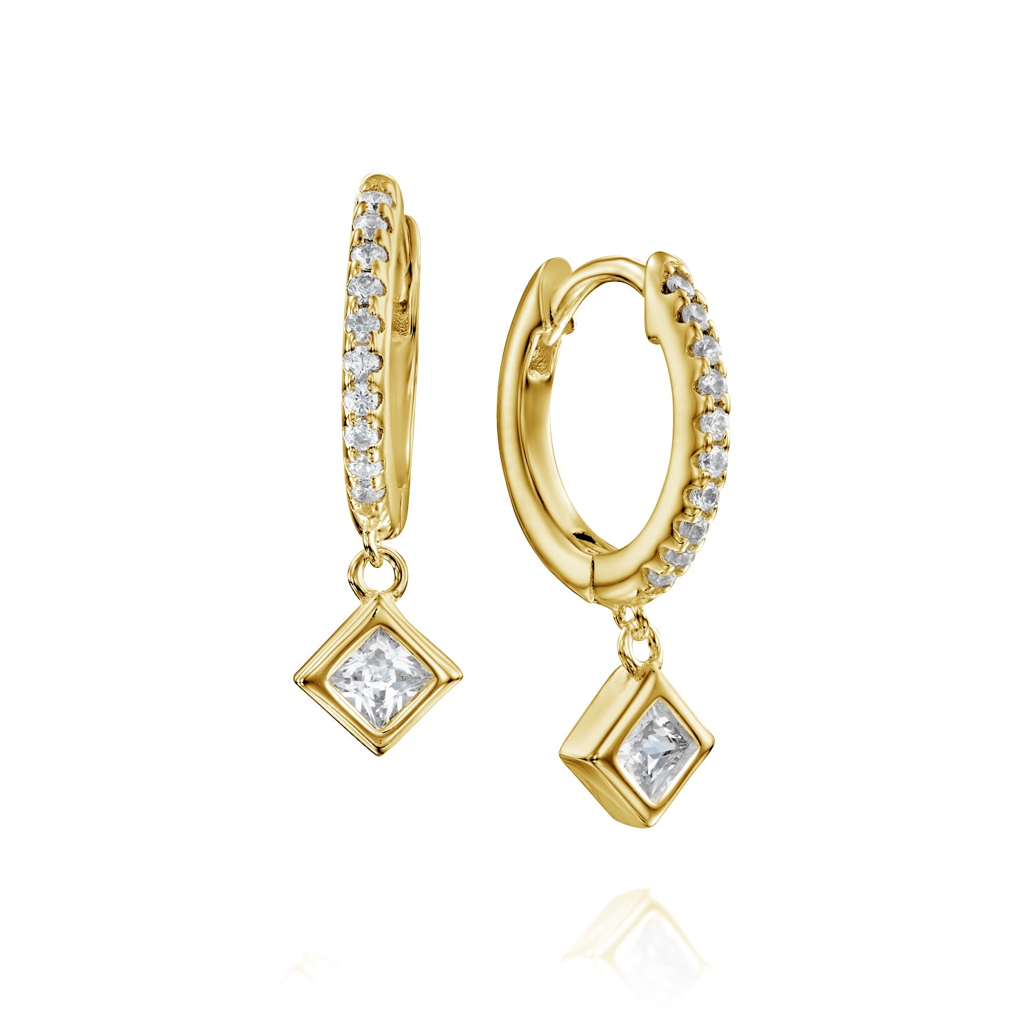 עגילי דיאמנט ציפוי זהב