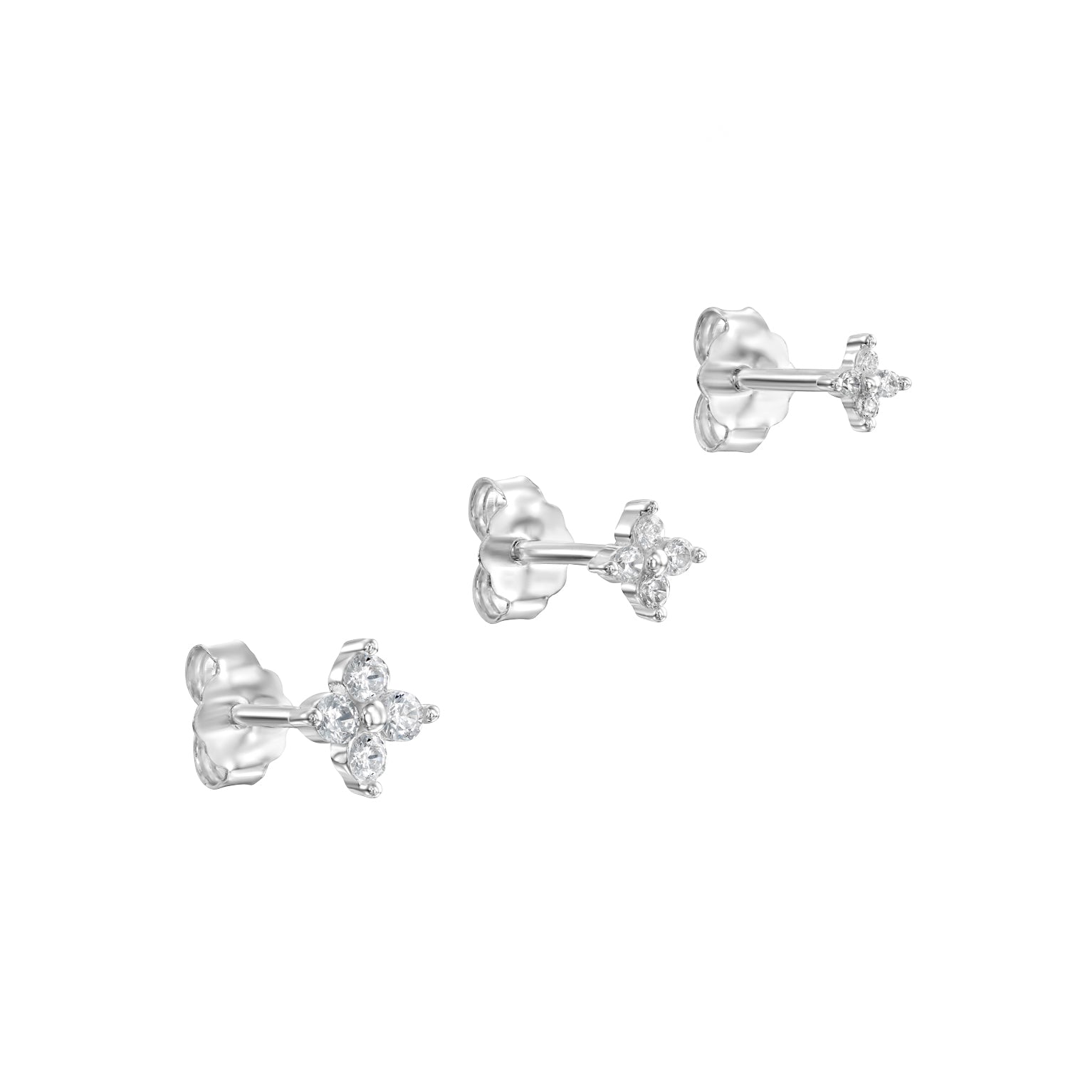 סט עגילי טריו פלור כסף 925