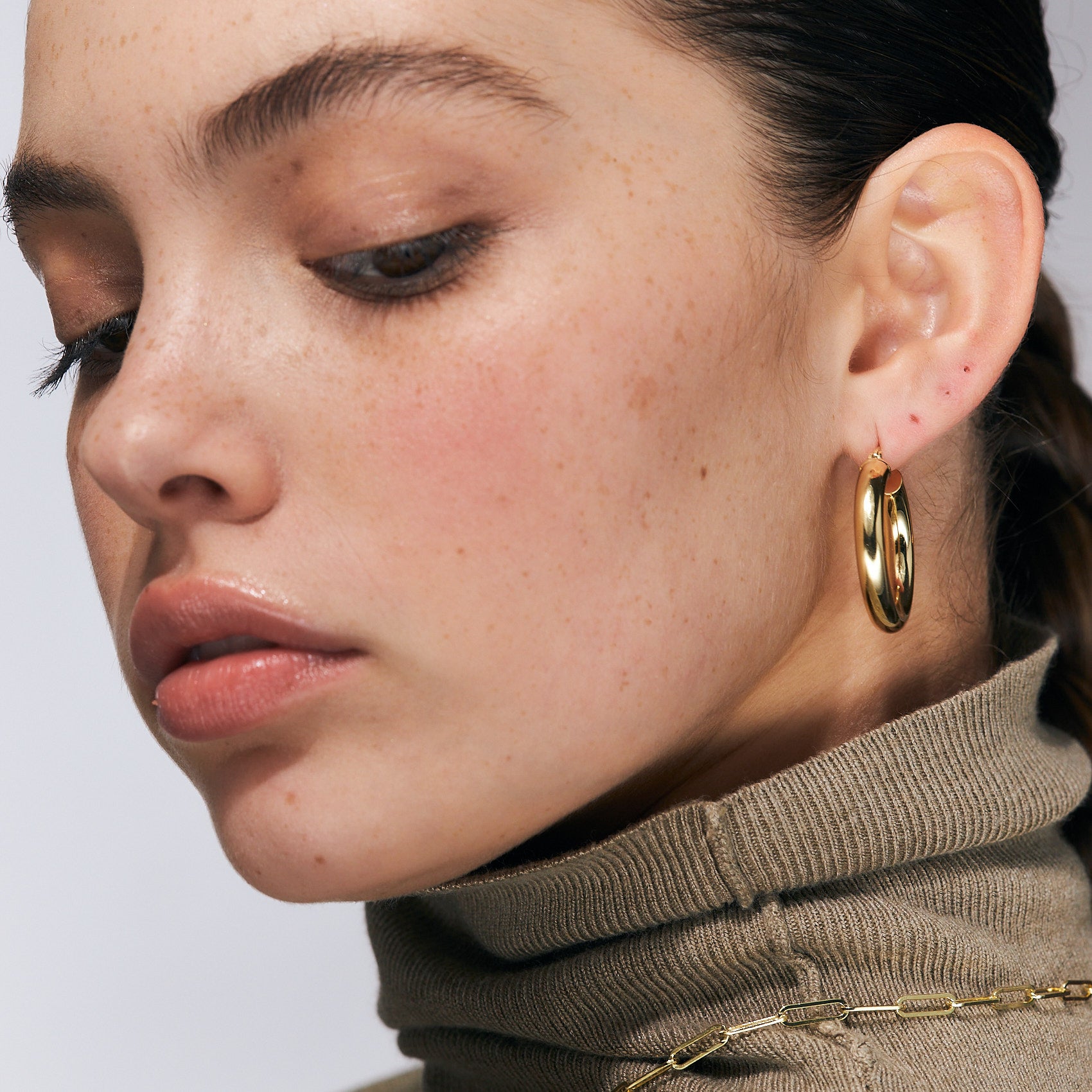 עגילי חישוק אמיליה (L) ציפוי זהב