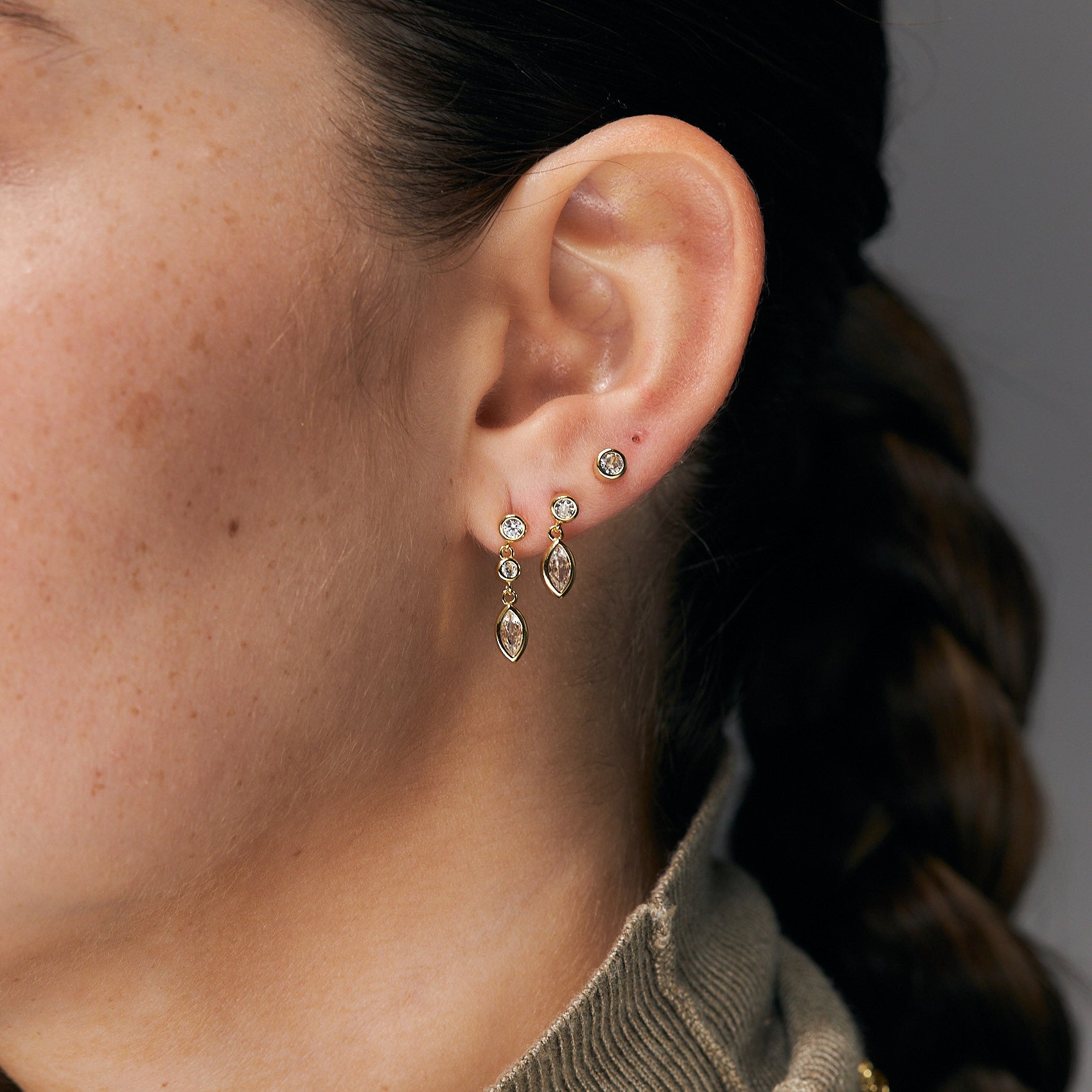 עגילי ג'יין ציפוי זהב