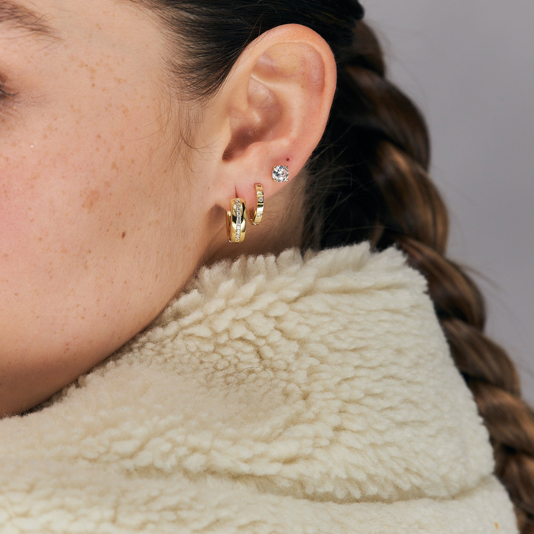 עגילי סולדד ציפוי זהב