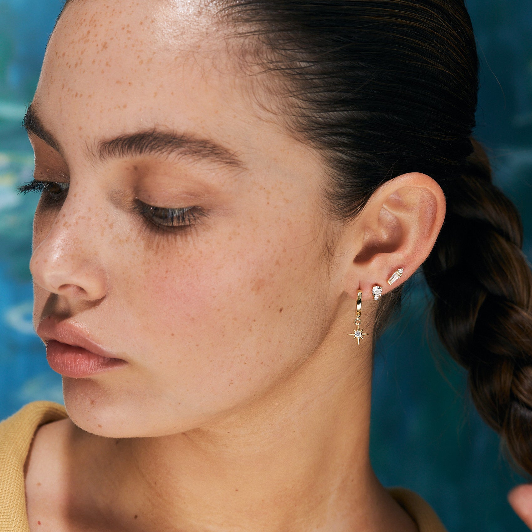 עגילי אריאל ציפוי זהב