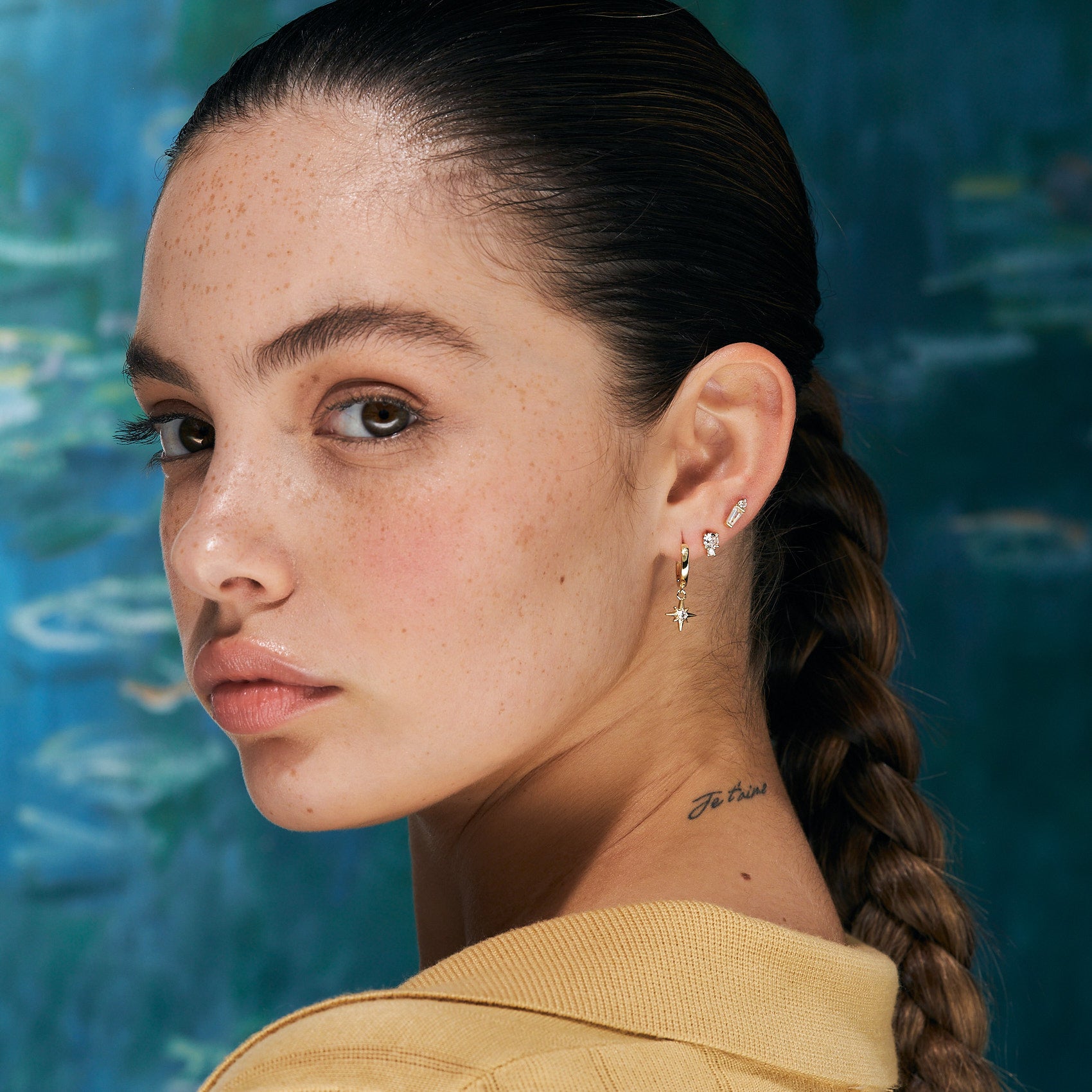 עגילי אורורה ציפוי זהב