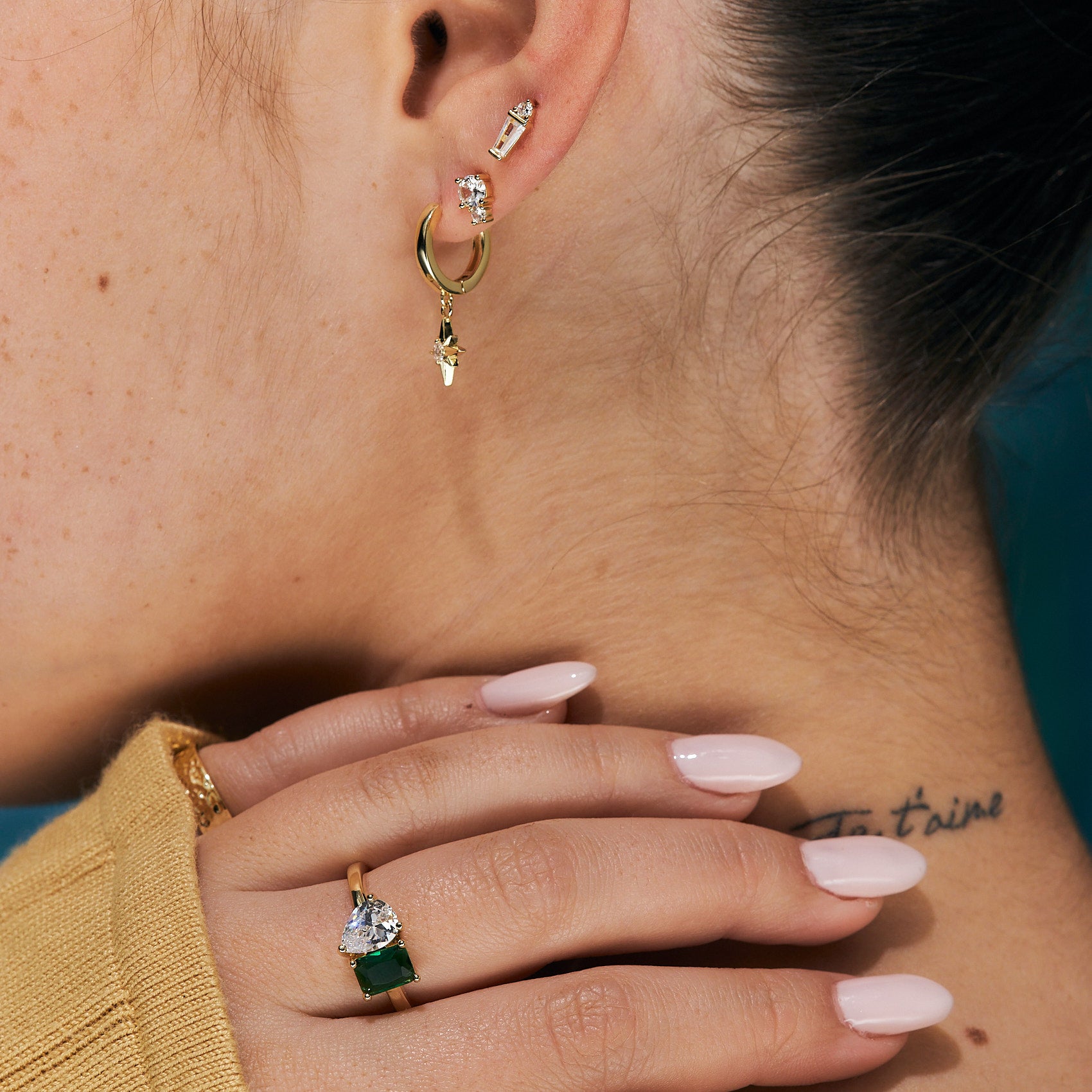 עגילי אורורה ציפוי זהב