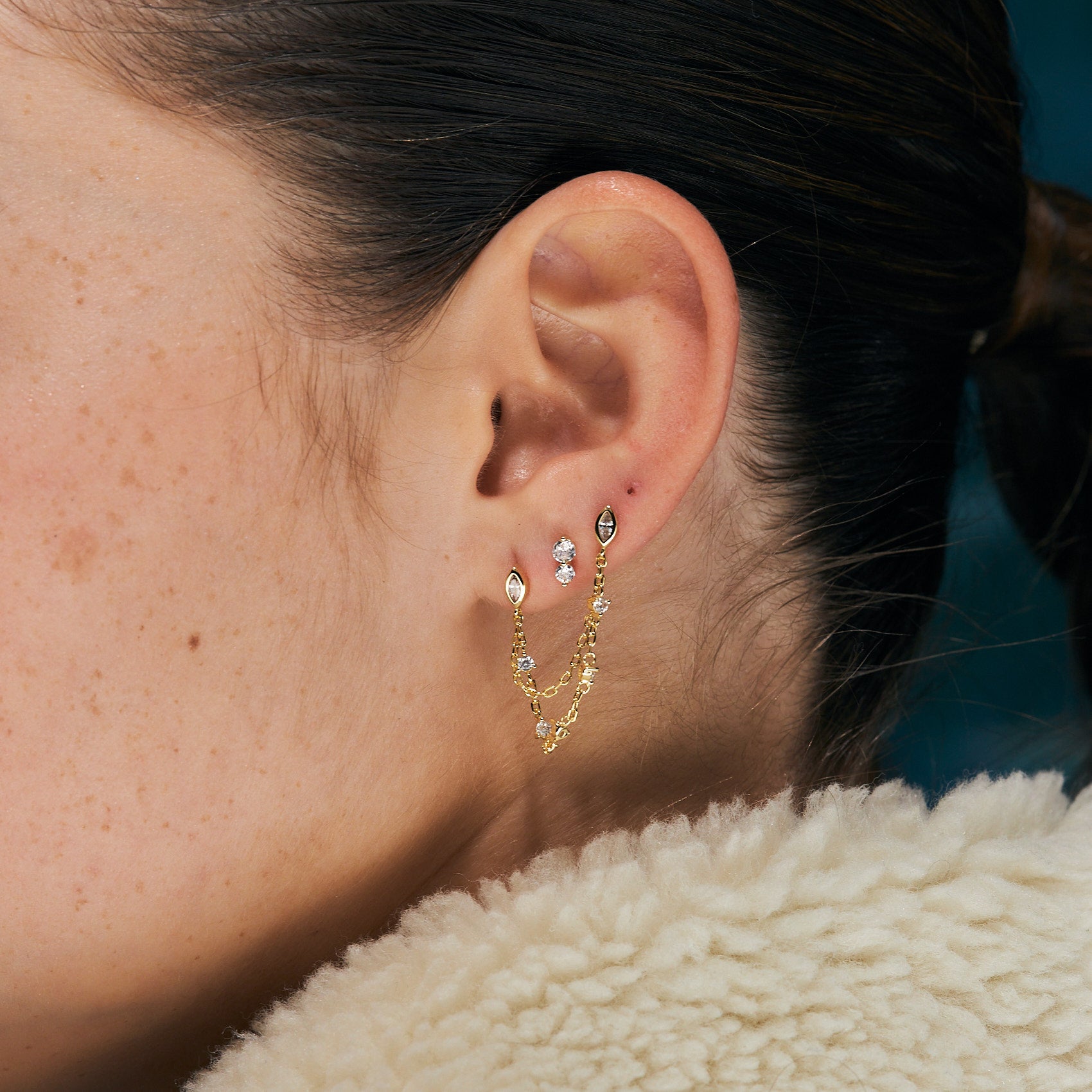 עגילי טיפאני ציפוי זהב