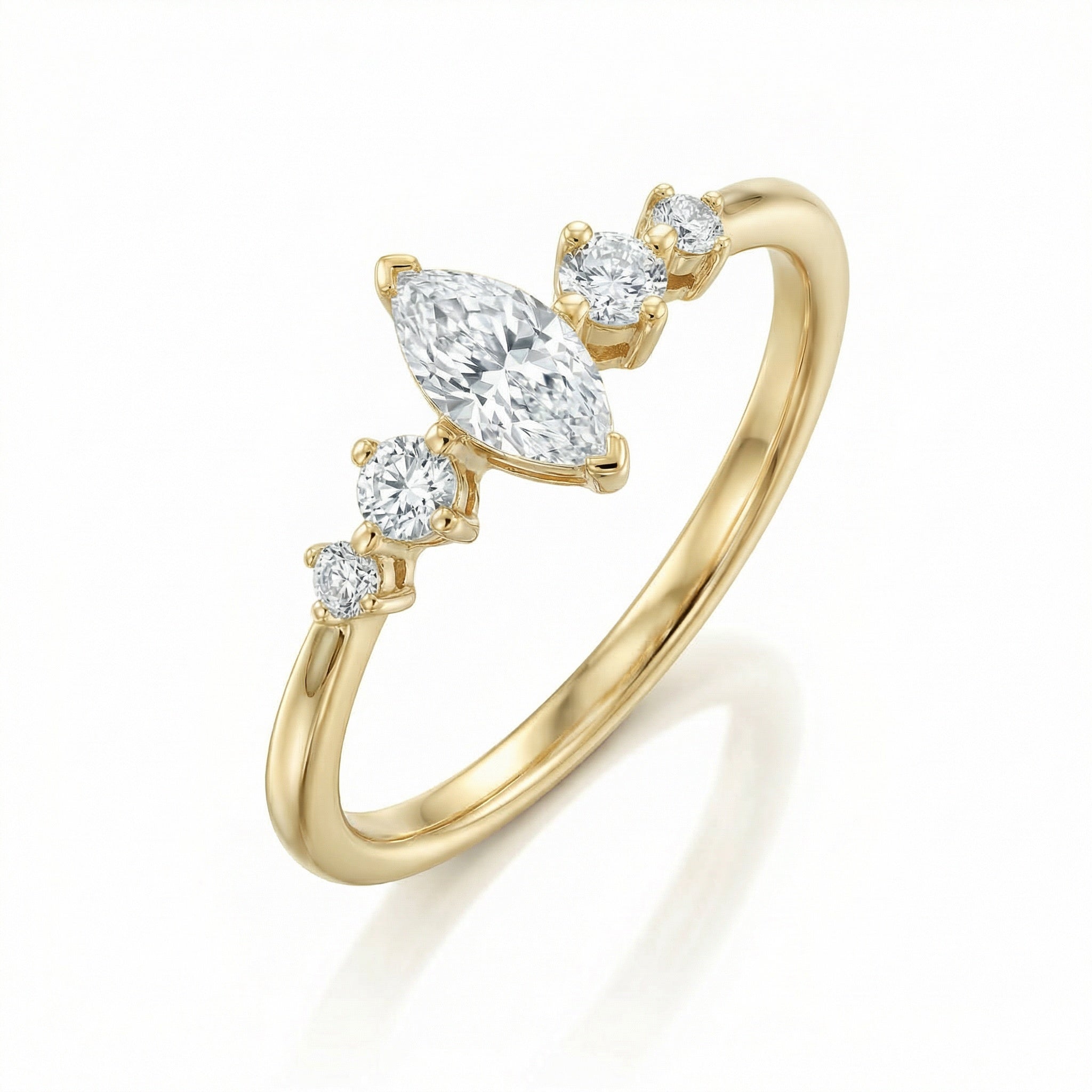 טבעת אלורה מרקיז ציפוי זהב