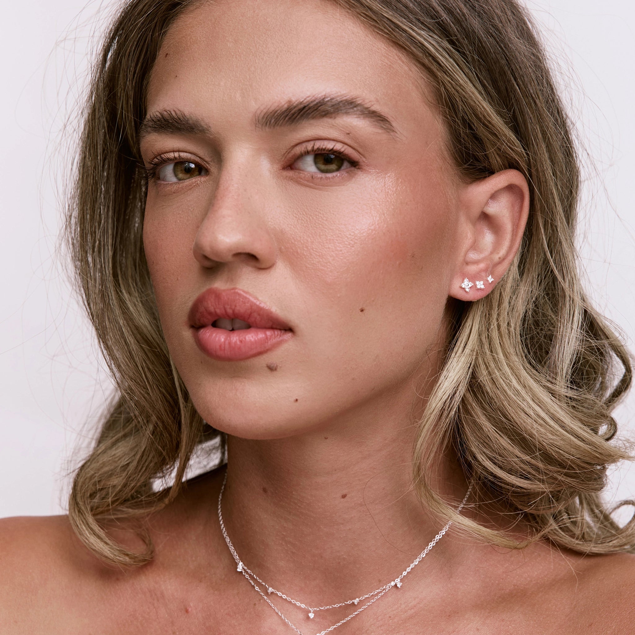 סט עגילי טריו פלור כסף 925