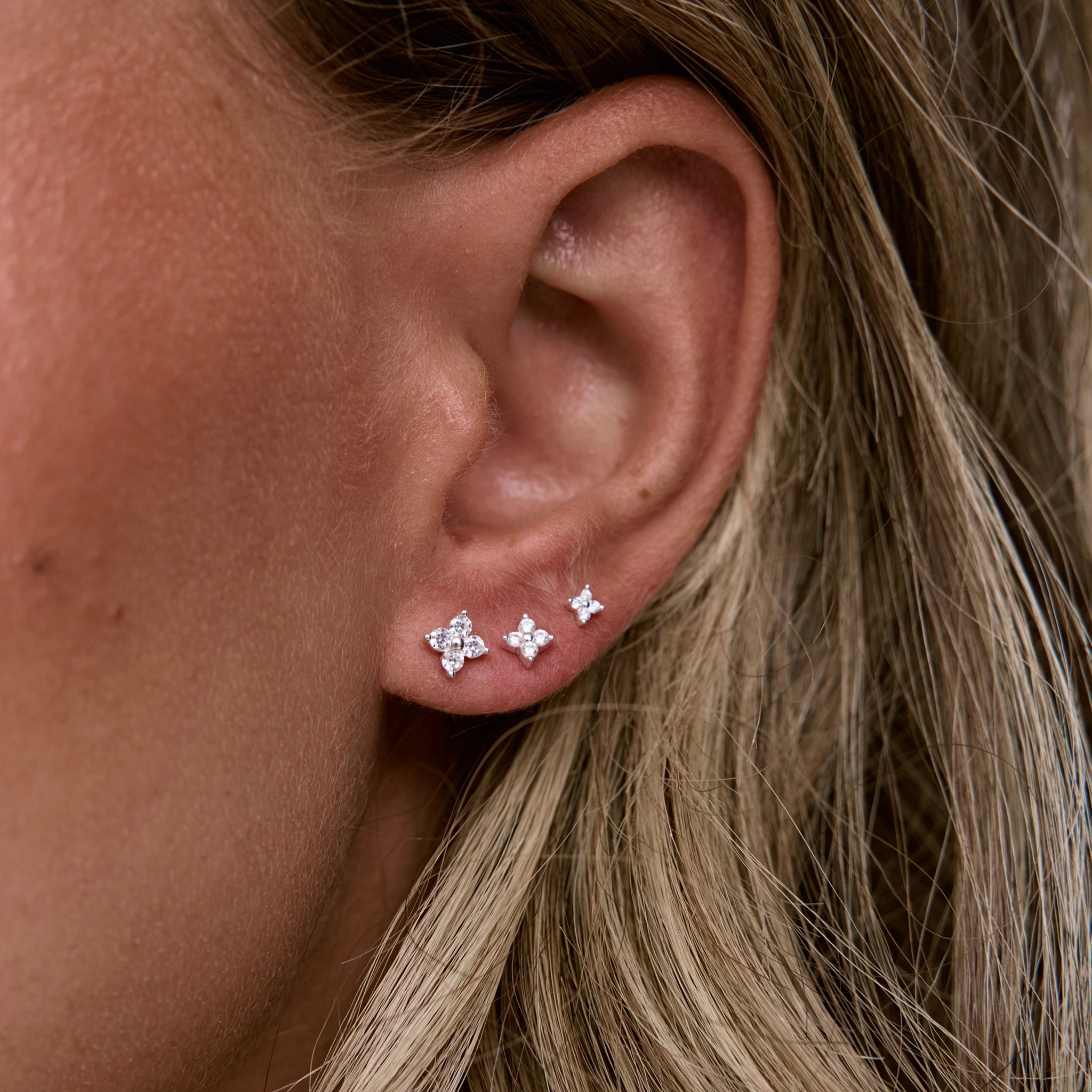 סט עגילי טריו פלור כסף 925