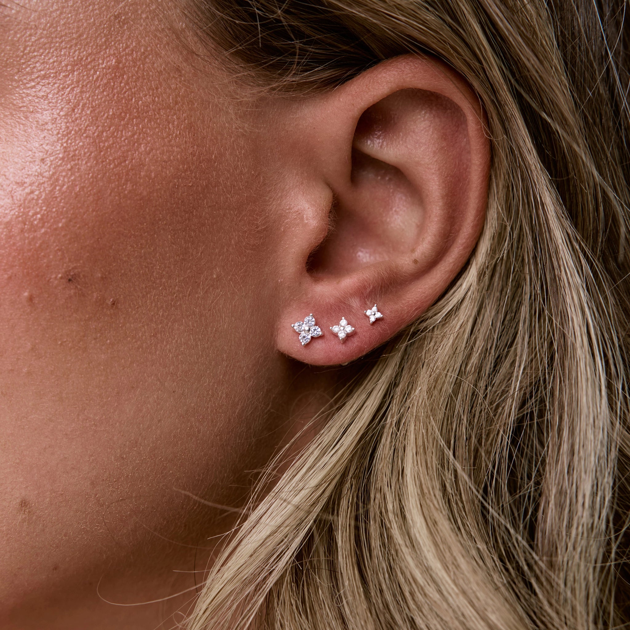 סט עגילי טריו פלור כסף 925