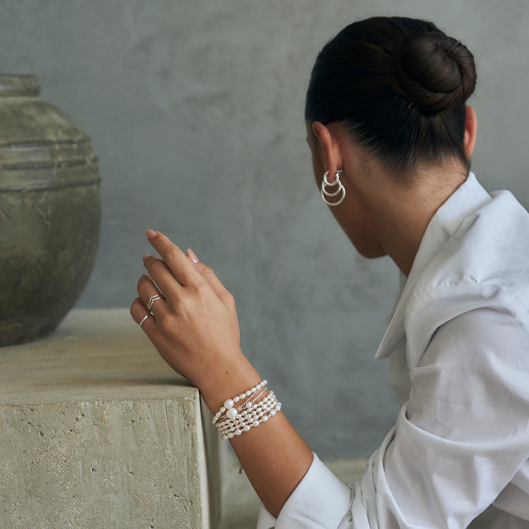 עגילי חישוק לורן (L)כסף 925