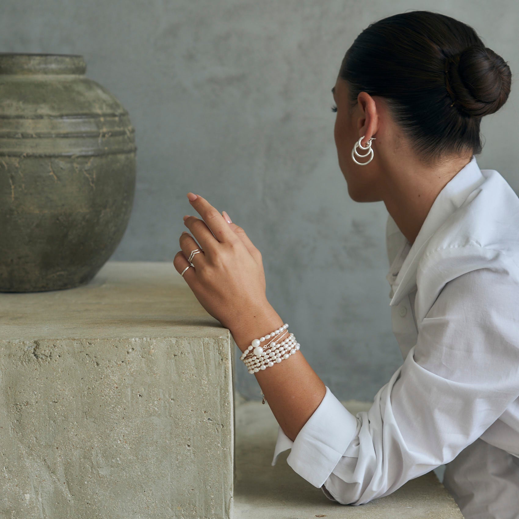 עגילי חישוק לורן (L)כסף 925