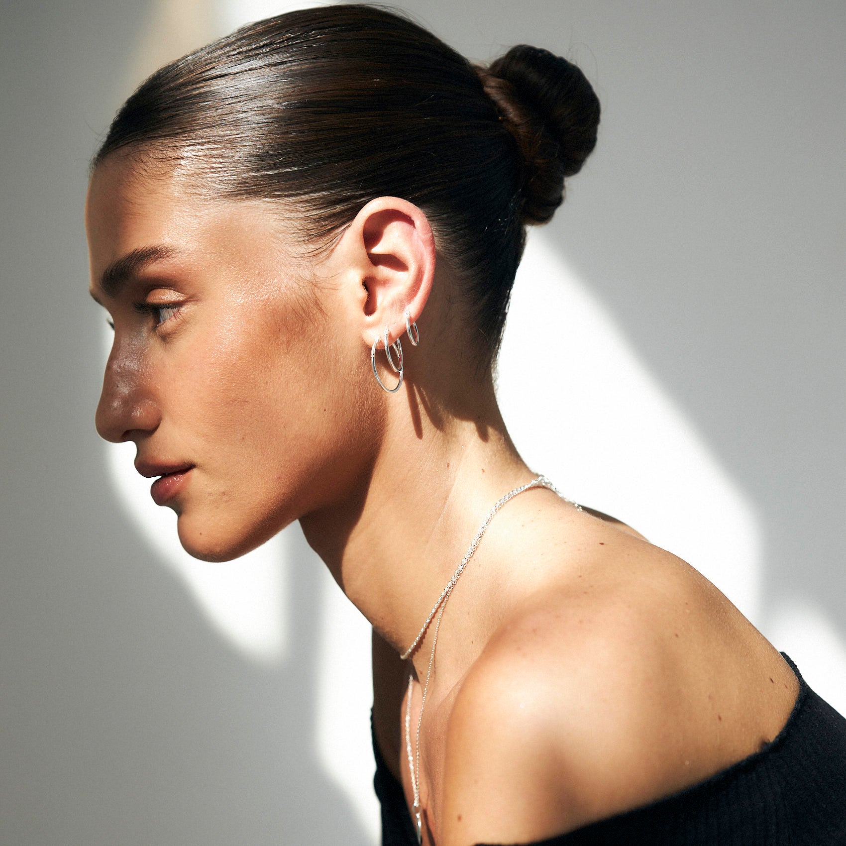 עגילי חישוק רומי (M) כסף 925