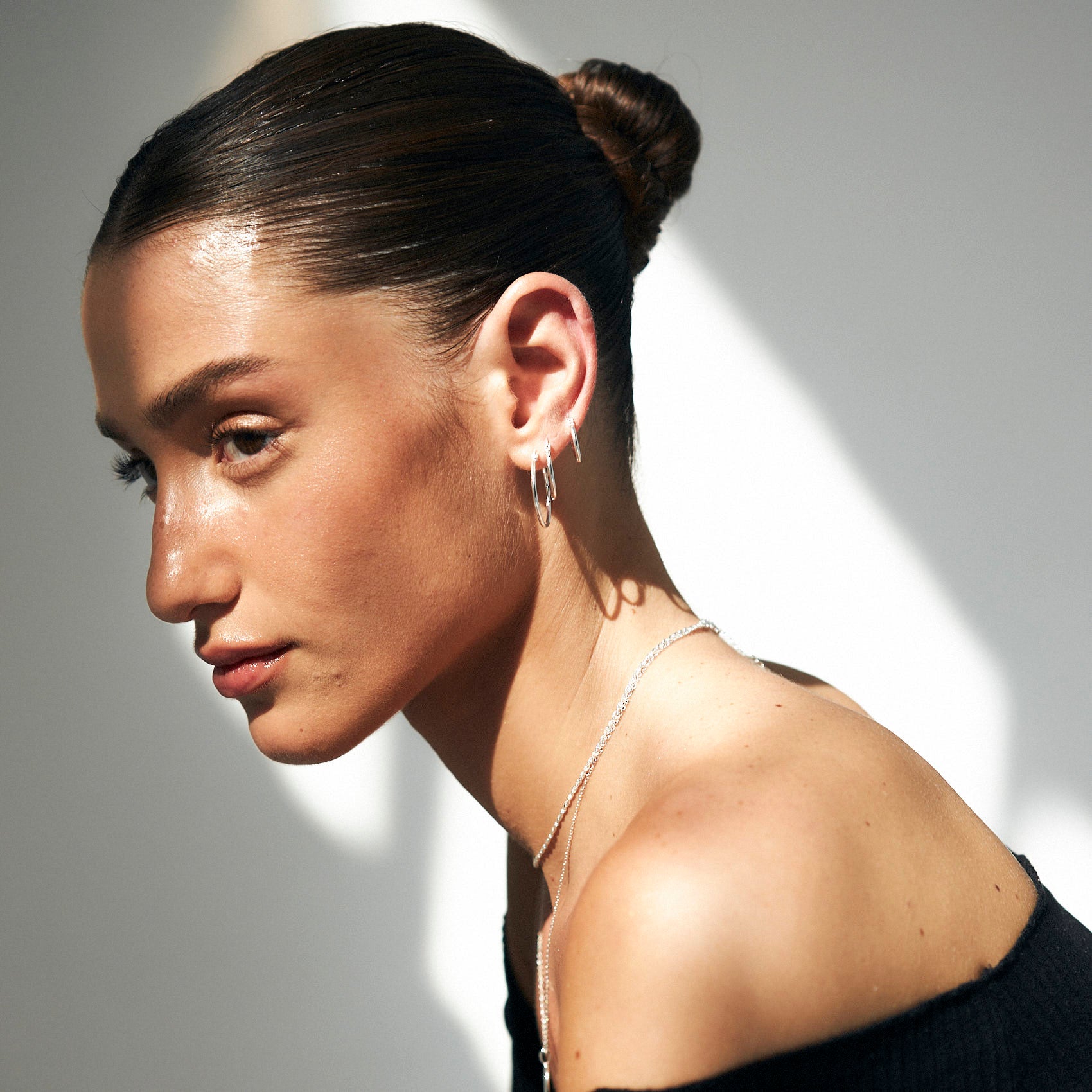 עגילי חישוק רומי (M) כסף 925