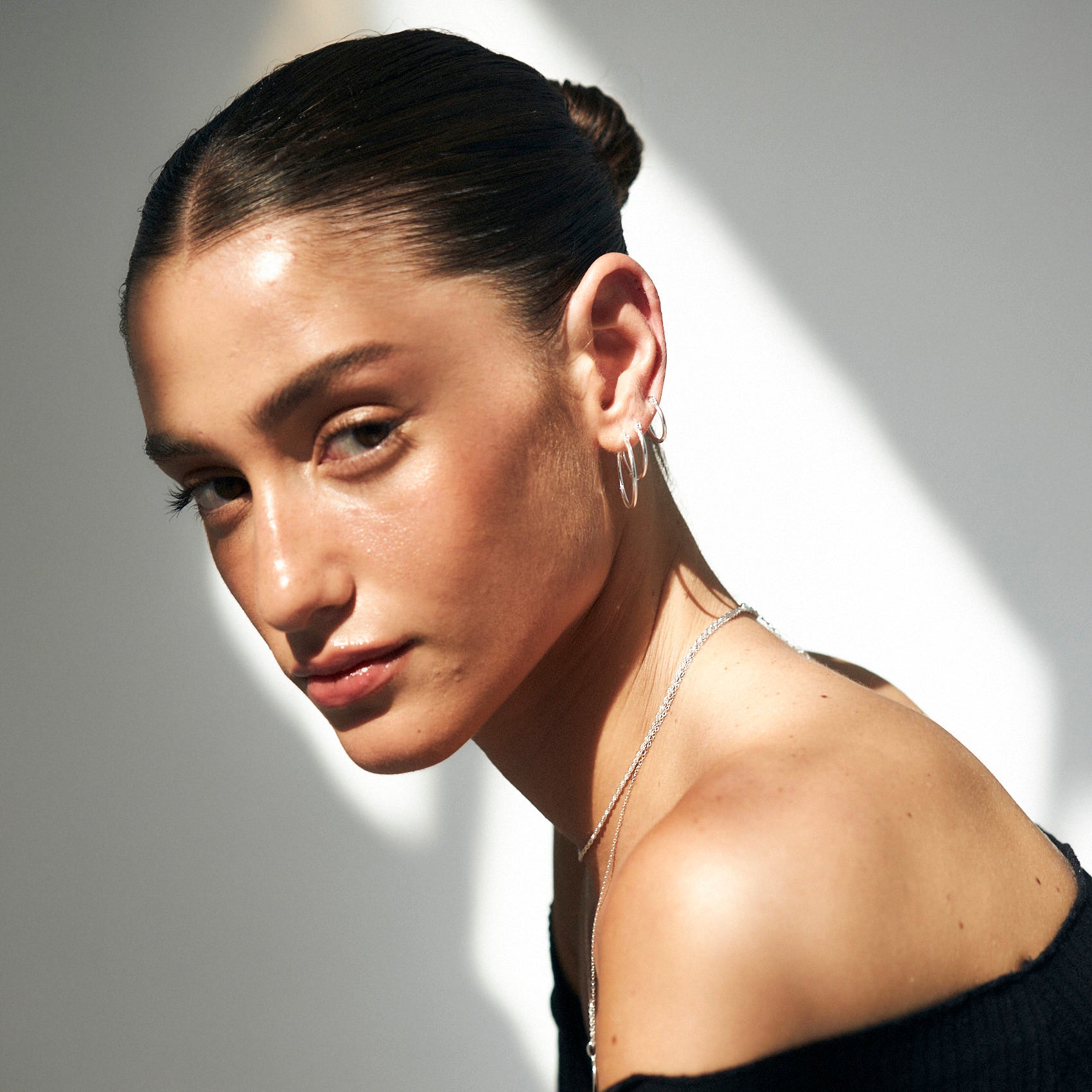 עגילי חישוק רומי (M) כסף 925