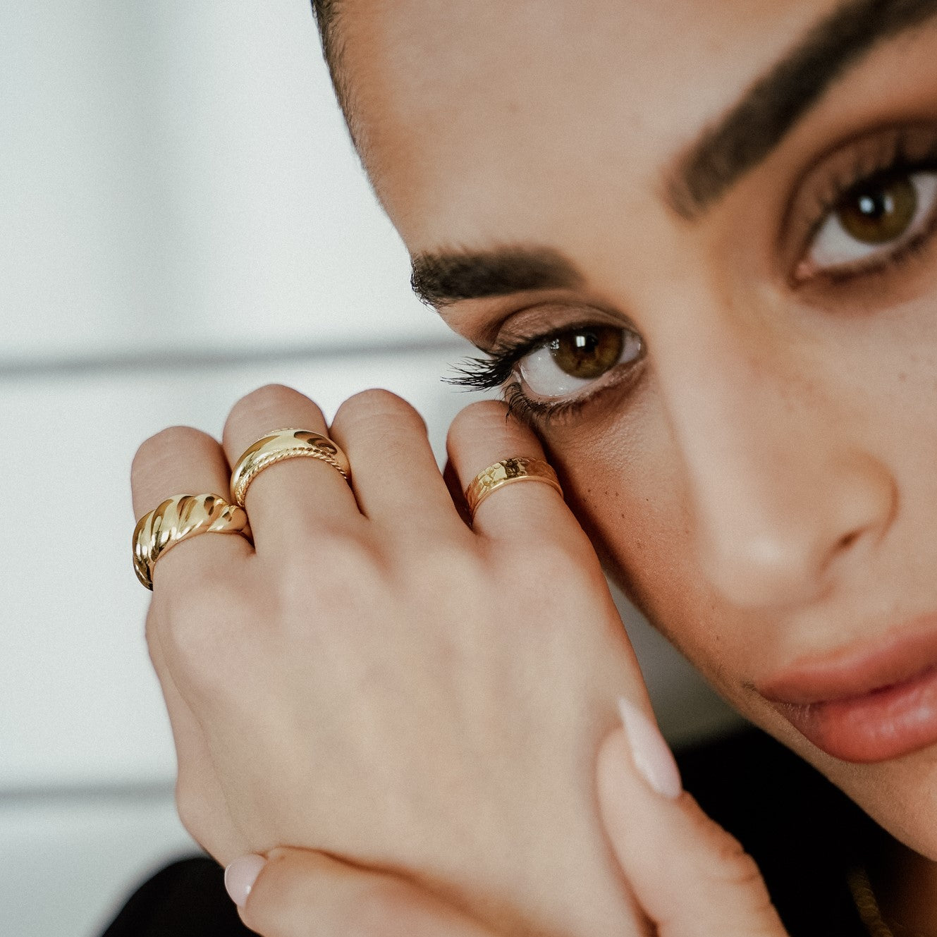 טבעת פלור ציפוי זהב