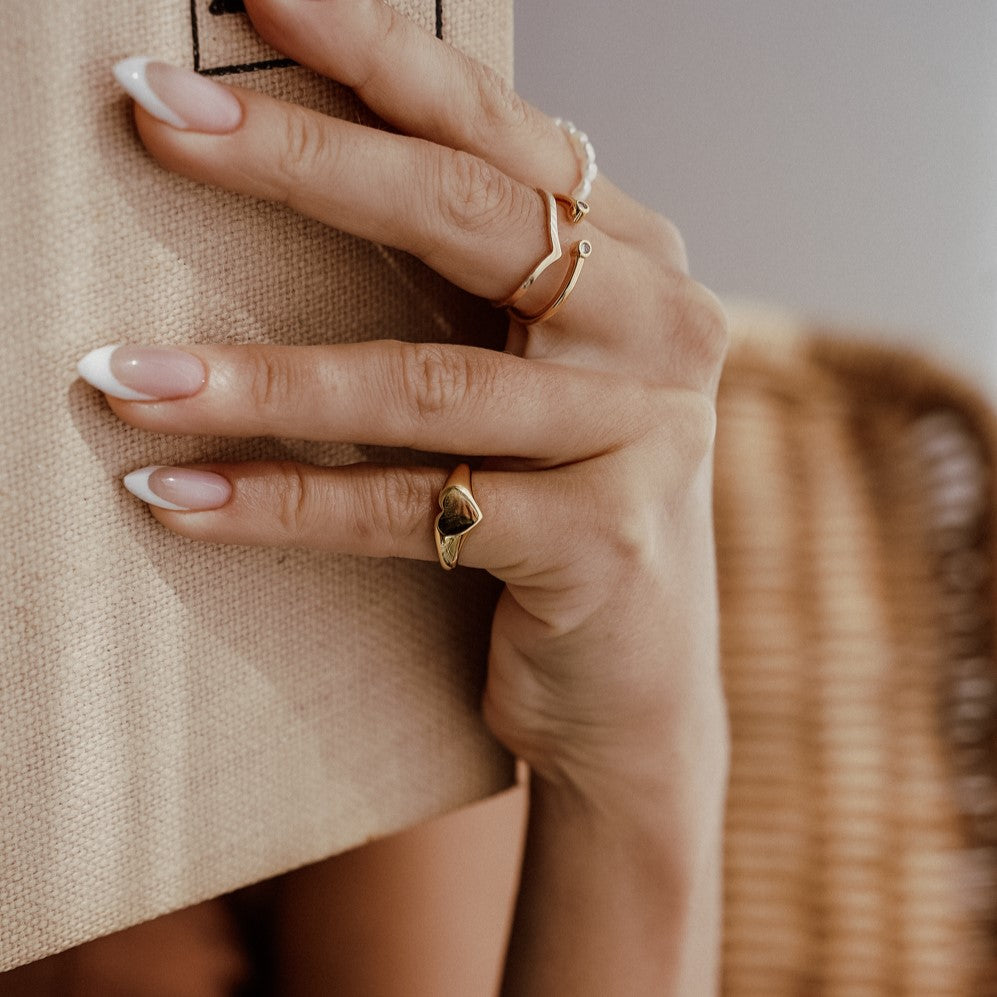 טבעת מיני אמור ציפוי זהב