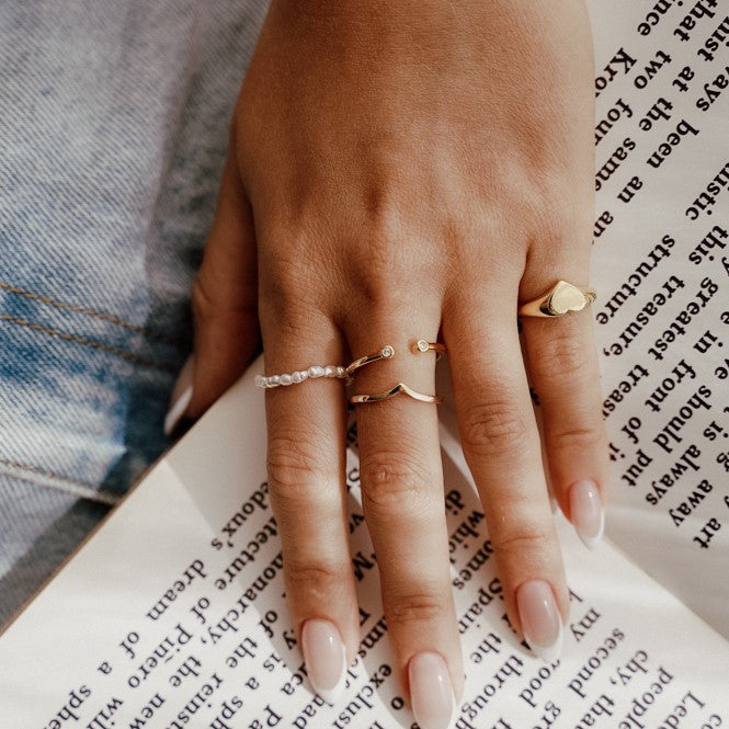 טבעת מיני אמור ציפוי זהב