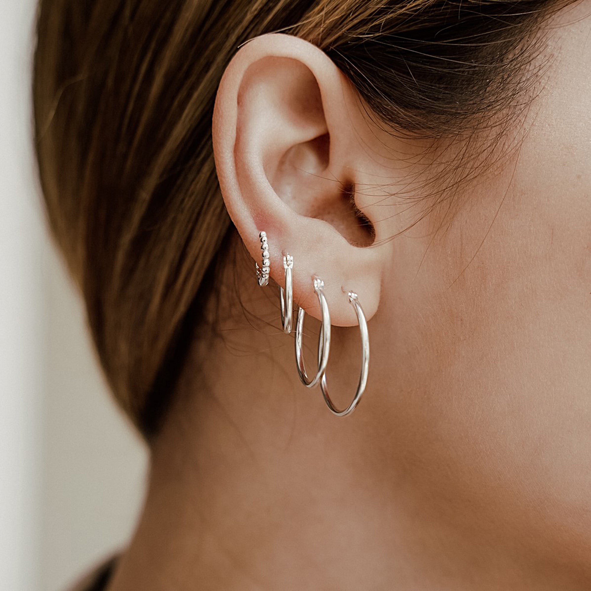 עגילי חישוק רומי (S) ציפוי זהב