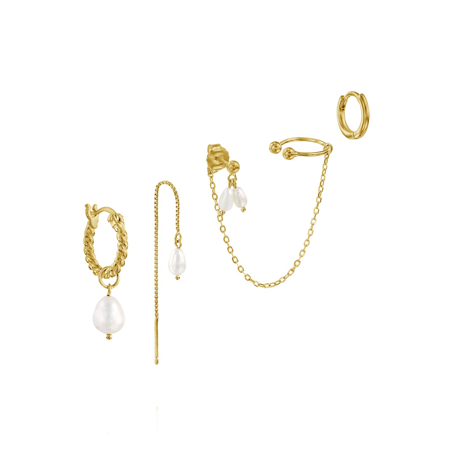 סט עגילי ג'ינה ציפוי זהב