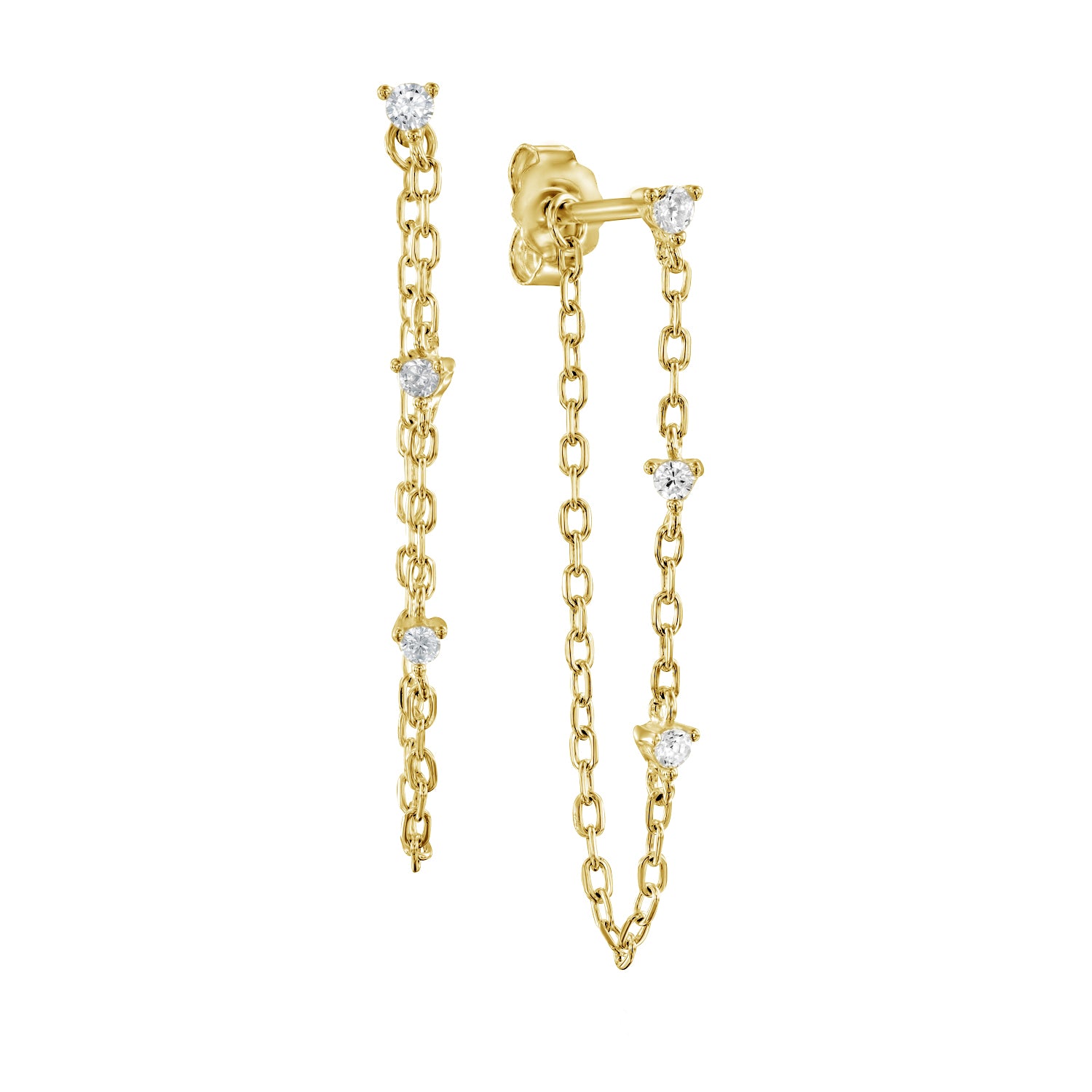 עגילי קסקדה ציפוי זהב