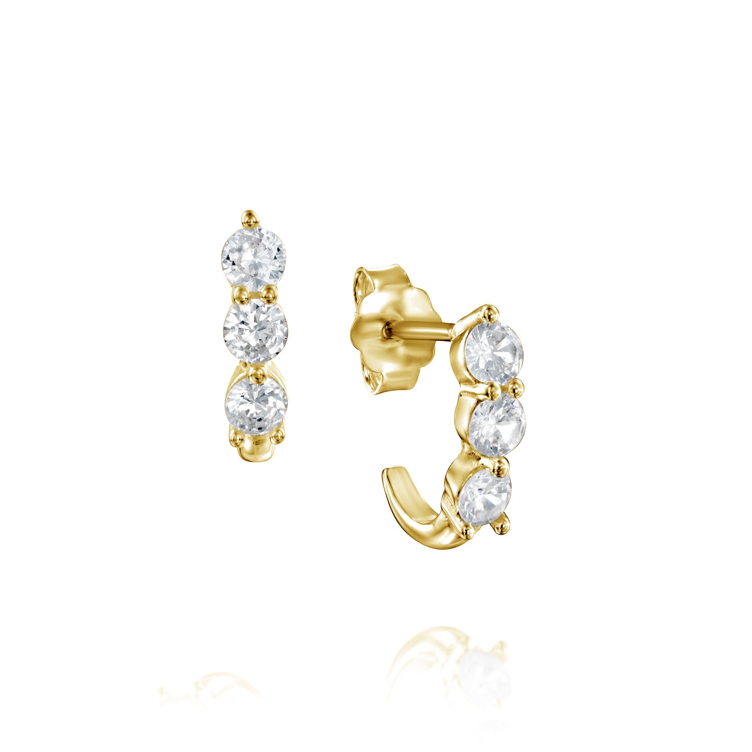 עגילי טריניטי ציפוי זהב