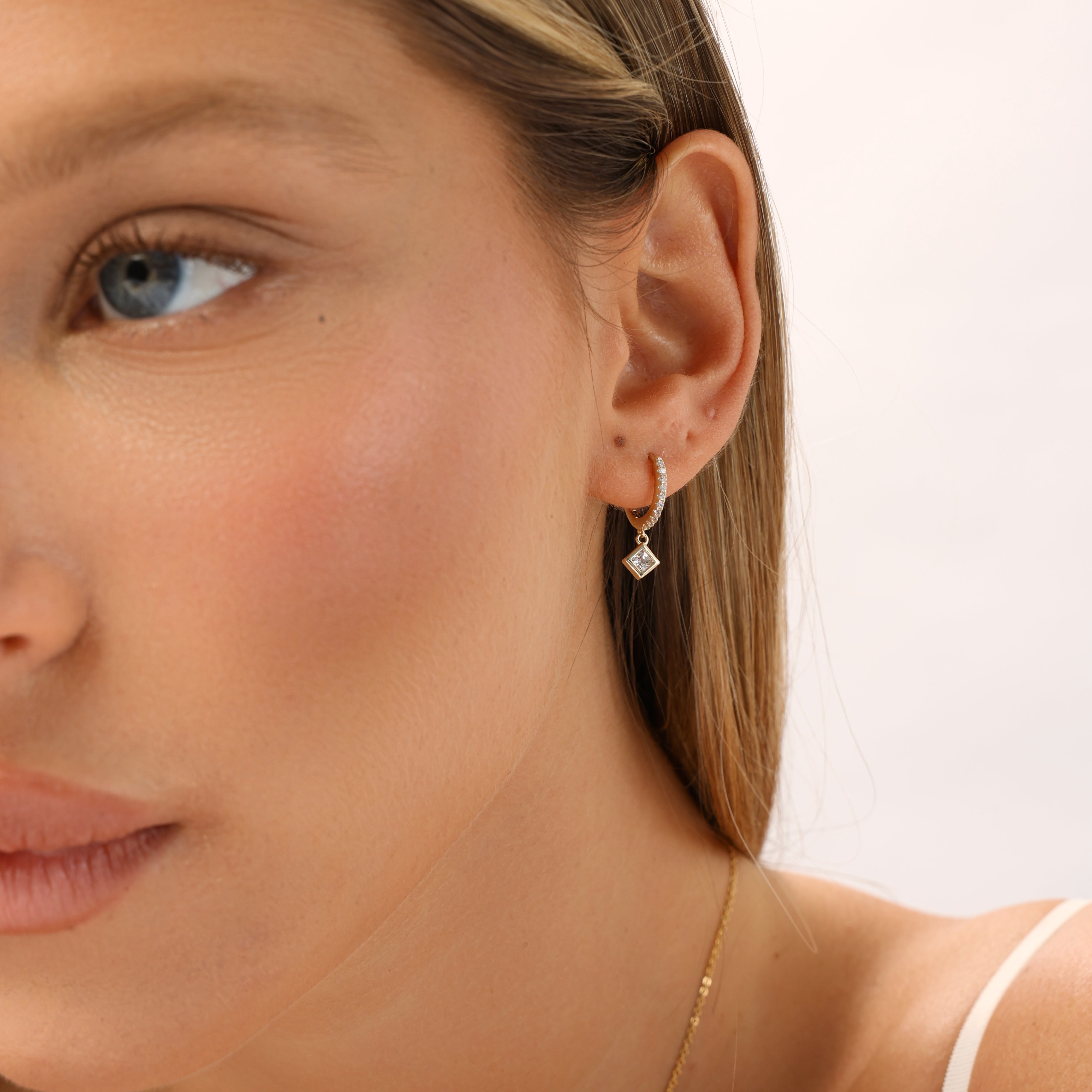 עגילי דיאמנט ציפוי זהב