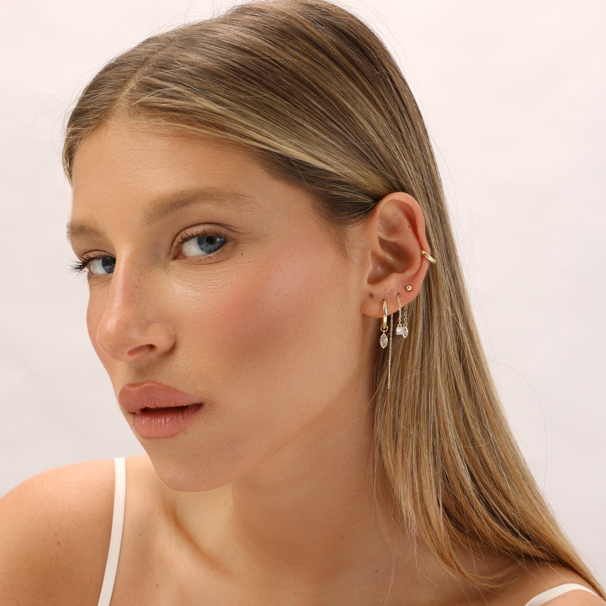 סט עגילי לריס ציפוי זהב