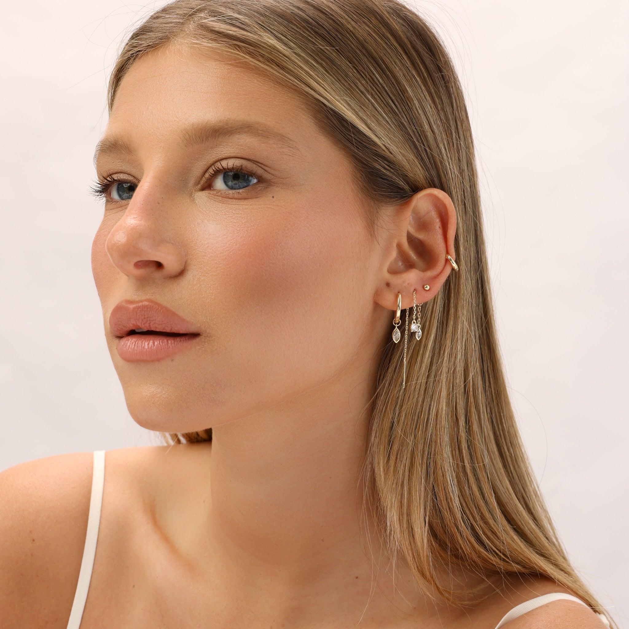 סט עגילי לריס ציפוי זהב