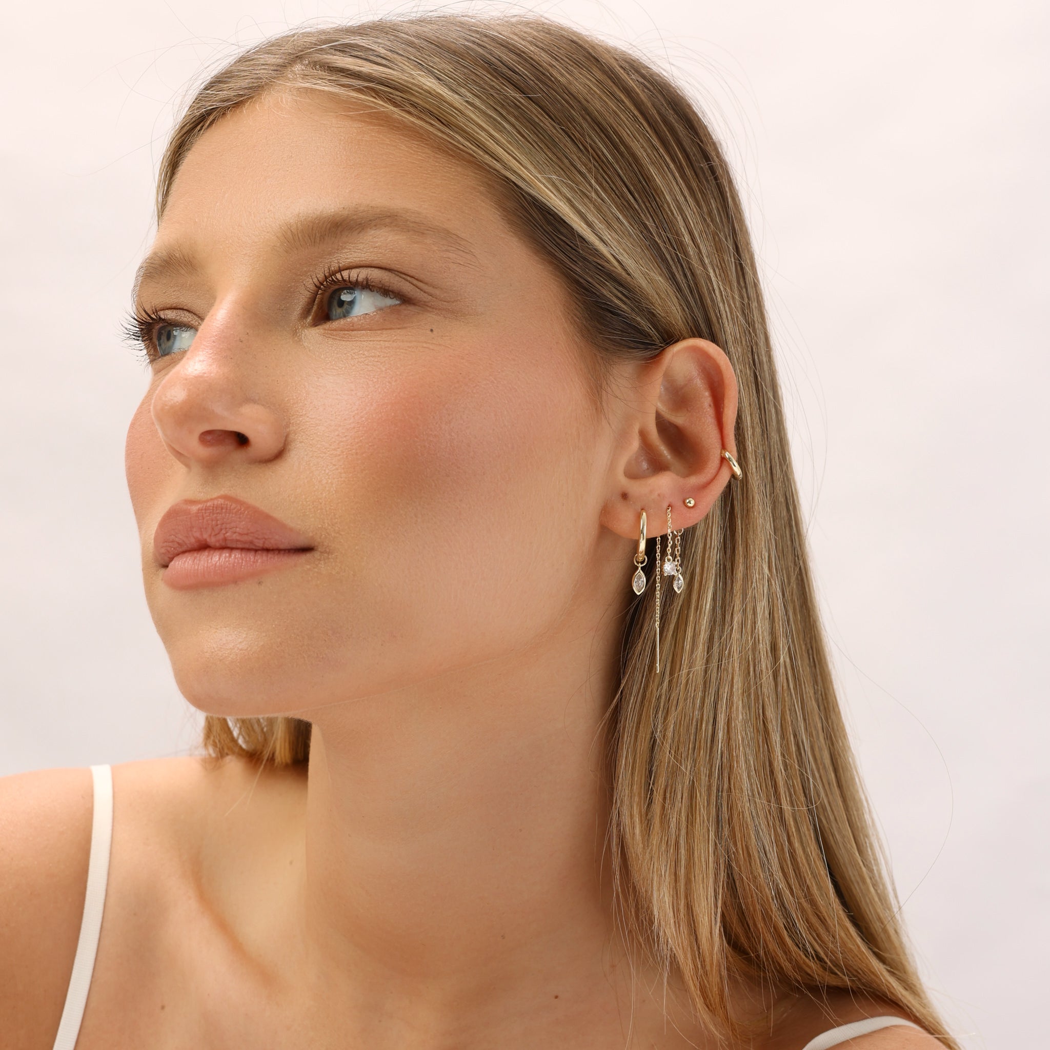 סט עגילי לריס ציפוי זהב