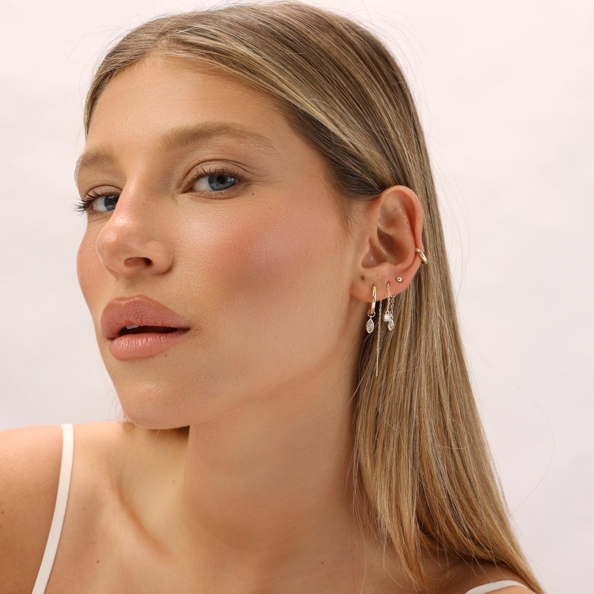 סט עגילי לריס ציפוי זהב