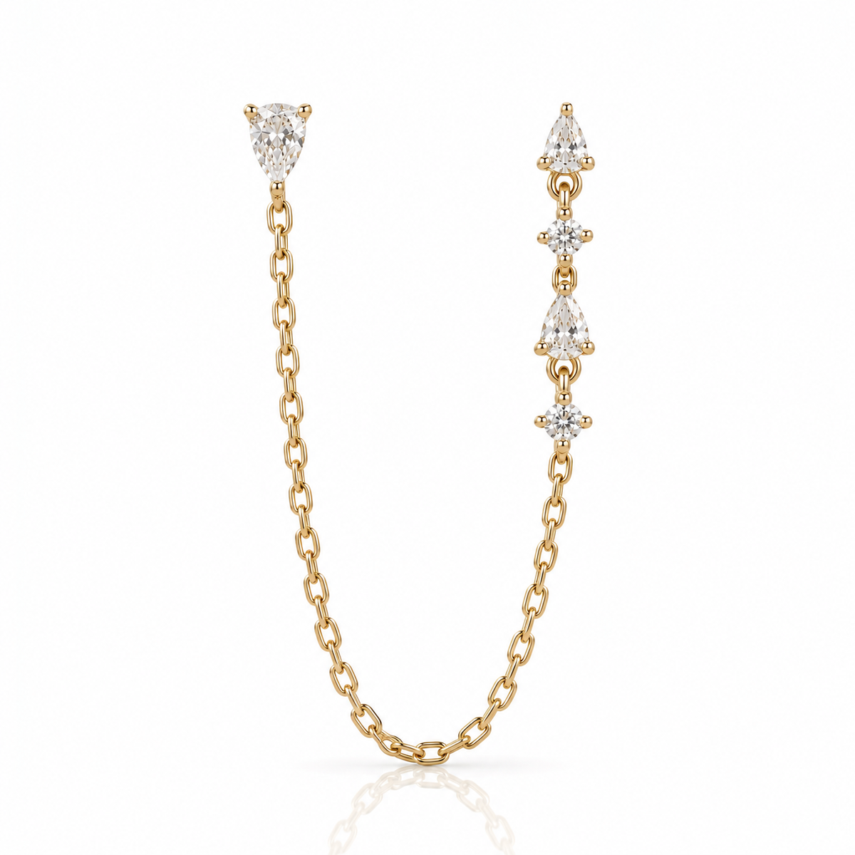 עגיל טטיאנה לשני חורים ציפוי זהב