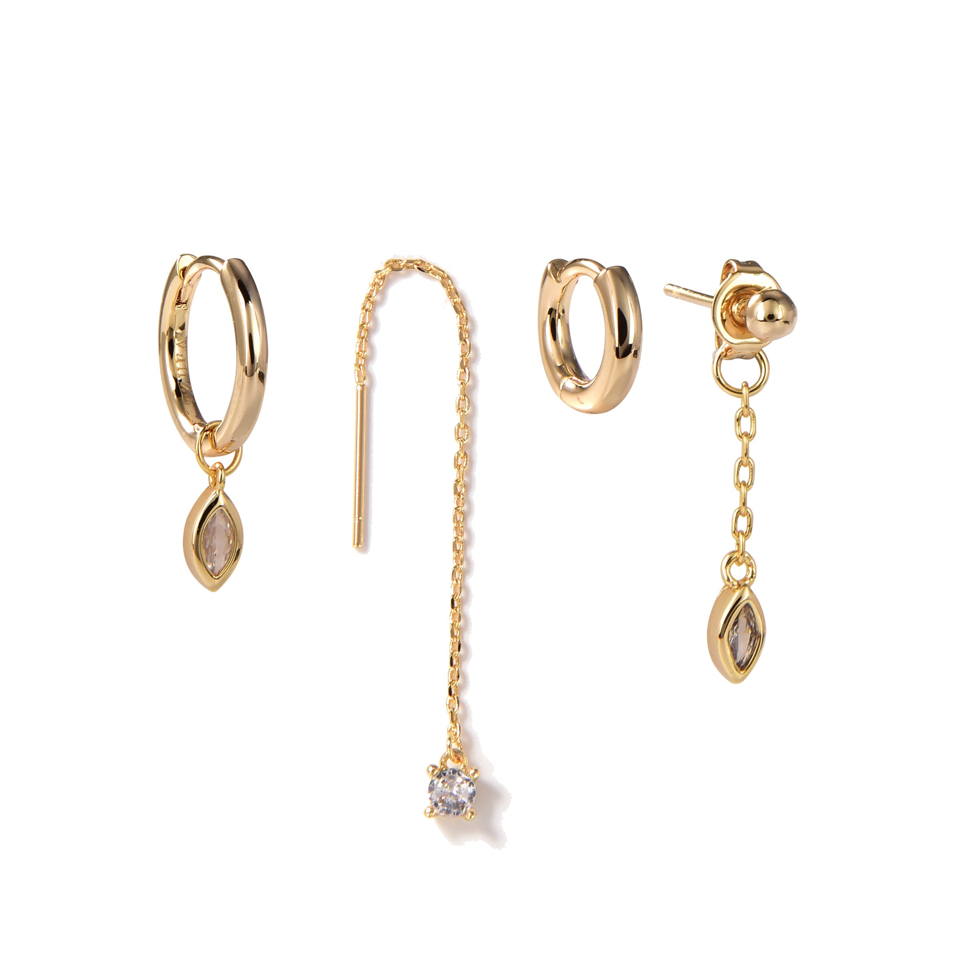 סט עגילי לריס ציפוי זהב