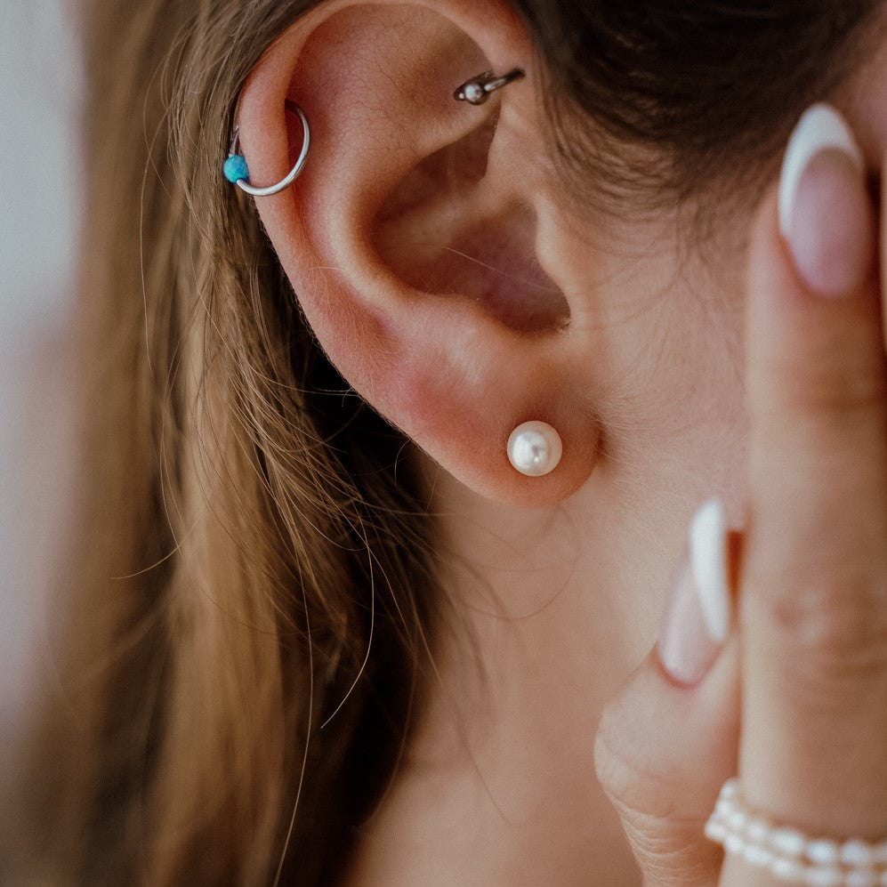 עגילי פרל ציפוי זהב