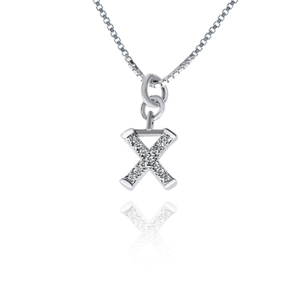 שרשרת אות (X) משובצת זרקונים כסף925 - [collection_title] - tzufa-jewelry-2